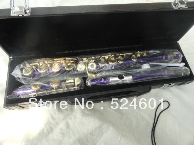 

Hot Professional Student Purple Silvering Grant 16 Hole C Metal Flute Plus the E Key Obturator Flauta Musical Instruments 271S