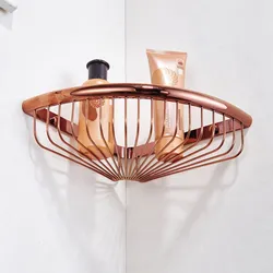 Rose Gold Copper Brass Wall Mounted Bathroom Shower Shelf Storage Basket Bathroom Accessory mx002