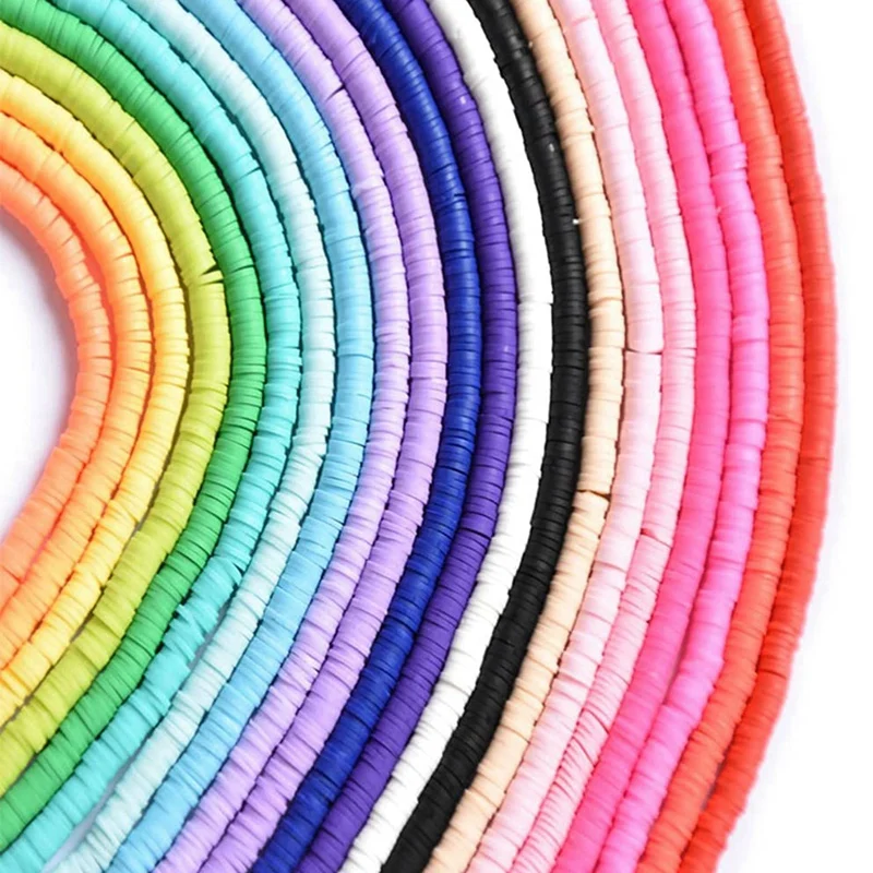 Flat Clay Heishi Beads Suitable for Jewelry Making Academy Disc Beads Rainbow Rubber Beads DIY Craft Bracelet