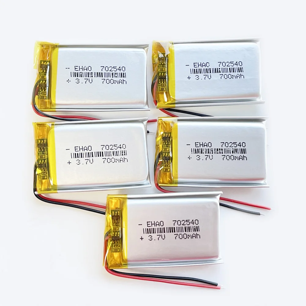 5 PCS 3.7V 700mAh Polymer Lithium Rechargeable Battery For Mp3 GPS Recording Pen Bluetooth Simulation Robot Scanner EHAO 702540