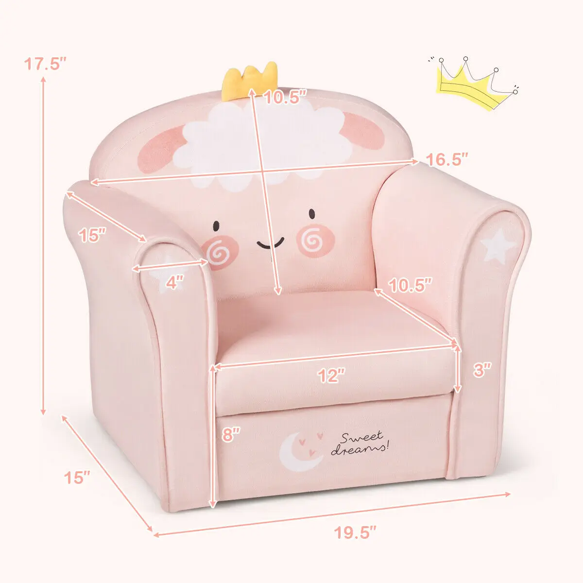 Canapé à accoudoirs pour enfants, chaise rembourrée, meubles pour tout-petits, cadeau, HW65603