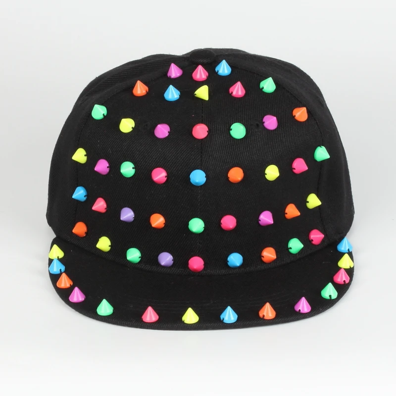 Wholesale European and American Punk Style Colorful Plastic Rivet men's recycled material fashion Sports Baseball hats Caps