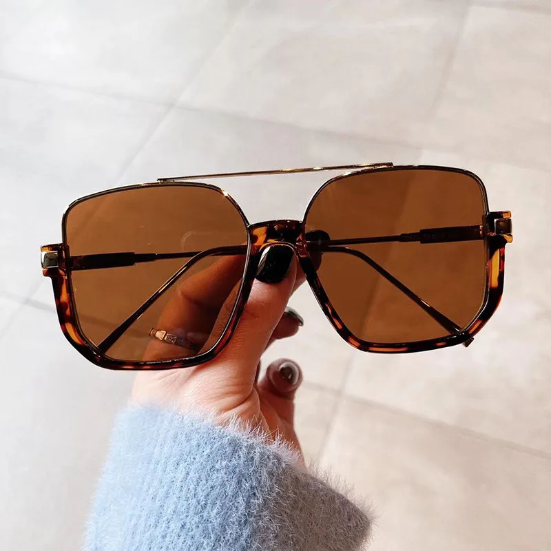 VWKTUUN Korean Style Sunglasses Women Twin Beam Sun Glasses Colorful Lens Square Vintage Glasses Irregular Frame Sunglass