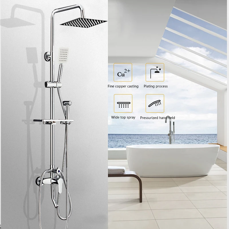 SPA Bathroom Shower Set Rain Shower Head Bath Shower 360 degree rotatable Mixer with Hand Shower Faucets Rainfall Chrome Showers