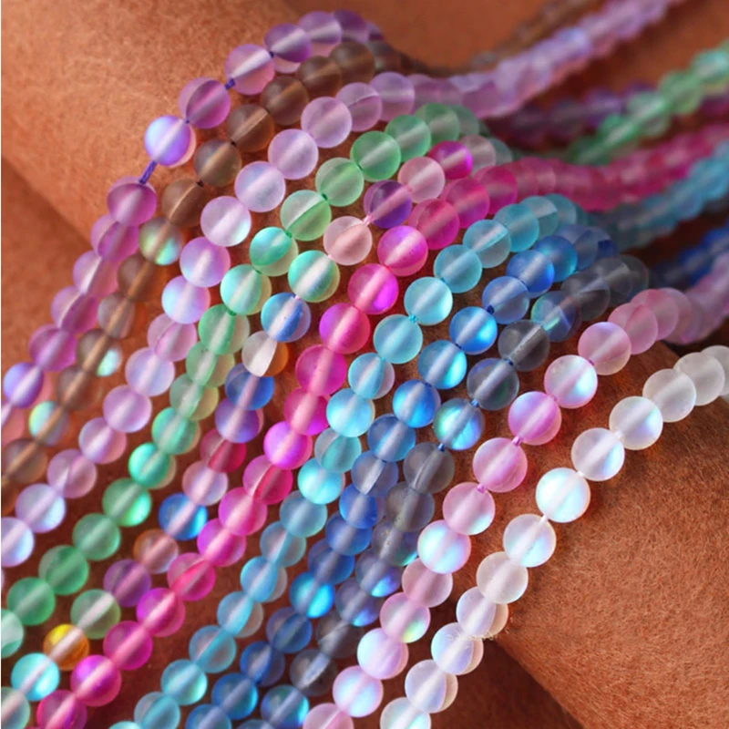 6-12mm Round Selectable Color Rainbow Labradorite Beads Synthetical Moonstone Beads For Jewelry Making 15'' Needlework DIY Beads