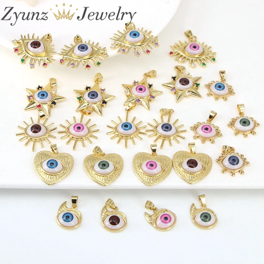 

10 шт., новый DIY креативный кулон из смолы ручной работы, сердце, звезда, солнце, греческий глаз, подвески для браслета, ожерелья, аксессуары для изготовления