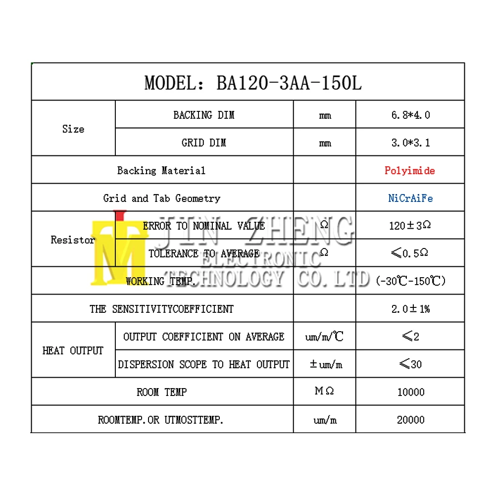1 шт./лот BA120-3AA, термостойкий датчик напряжения, датчик напряжения, высокая точность/давление/ремень тензодатчика/эмированный провод