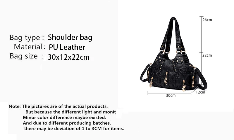 Yogodlns Vintage Weiche PU Leder Schulter Tasche Frauen Große Kapazität Handtasche Mode Umhängetasche Nähte Farbe Griff Tasche sac – Detail 2