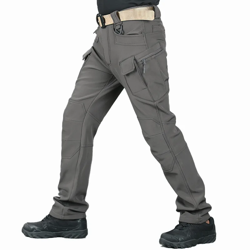 

Autumn Winter Outdoor Tactical Pants Men's Loose Waterproof Velvet Multi-Pocket Training Trousers Wear-Resistant Combat Overalls