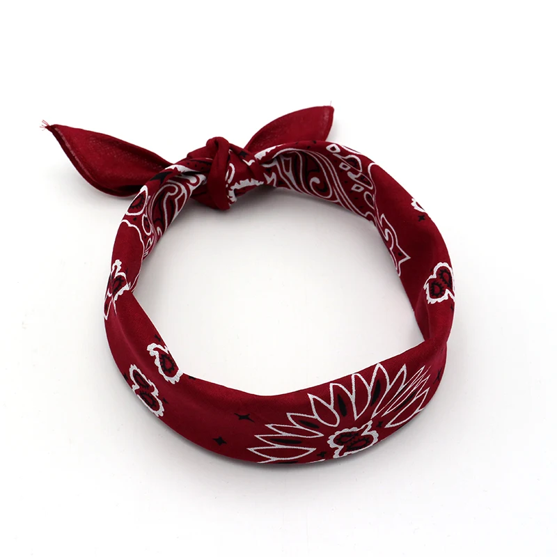 Dark Red Navy Black Paisley Cotton Square Scarf Men Hip-hop Headband Women Hair Band Bandana Motorcycle