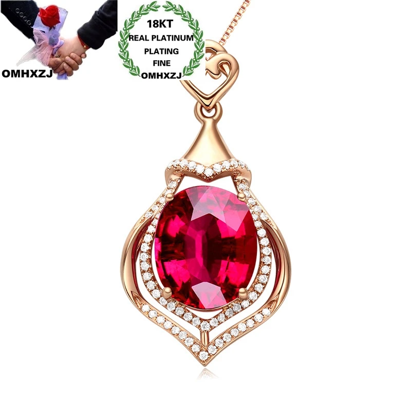 OMHXZJ Wholesale CA479 European Fashion Woman Party Birthday Wedding Gift Water Drop Zircon 18KT Rose White Gold Pendant Charm