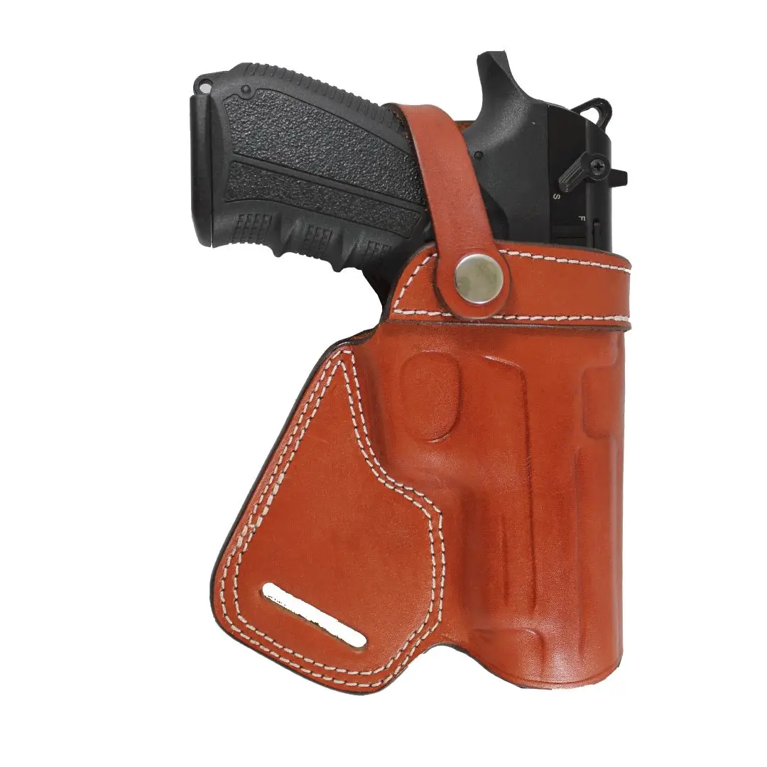 

YT HOBBY S & W M & P Shield 9mm Real Leather Fast Draw With Strap OWB Carry SOB back Of Small Handmade Pistol Gun Holster Pouch