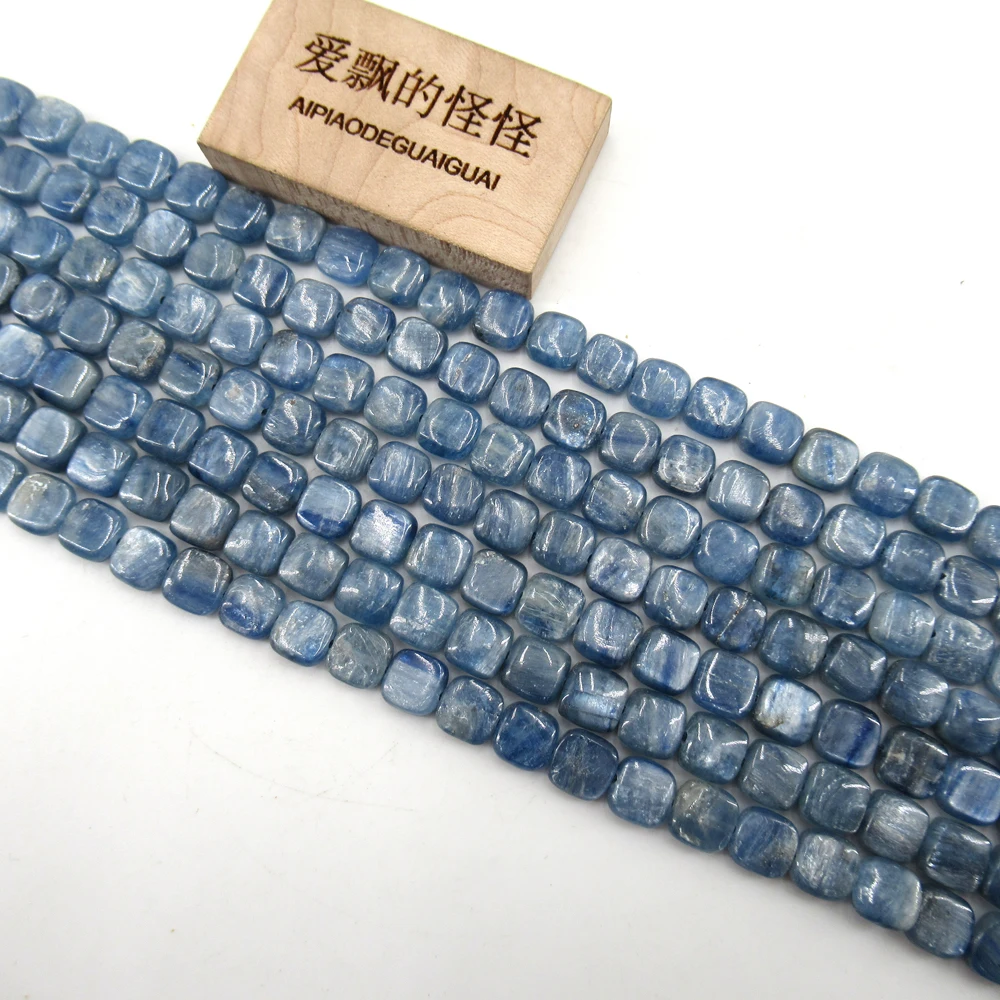 

APDGG 8MM Natural Blue Kyanite Quartz Square Nugget Gemstone Loose Beads 16" Strand Jewelry Making DIY