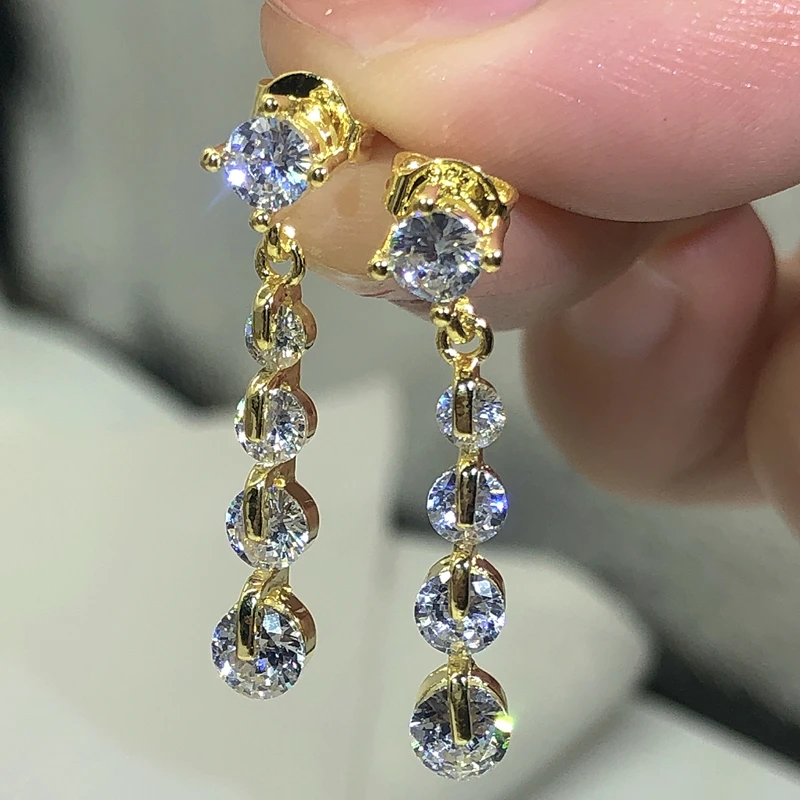 Fashion And High-Level Crystal Zircon Long Style Earrings Party Give Gifts To Friends Wear Trendy Women's Water-Drop Earrings