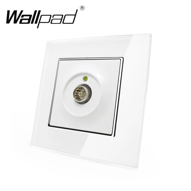 1 gang TV Socket Wallpad White Luxury Crystal Glass EU European Standard Television TV Port Jack Wall Socket with Claws Hooks