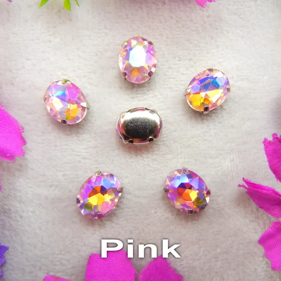 AB Colors Silberne Krallenfassungen 7 Größen Ovale Form Glaskristall Aufnähbare Strassperlen Hochzeitskleid-Accessoires Verzierung – Detail 10