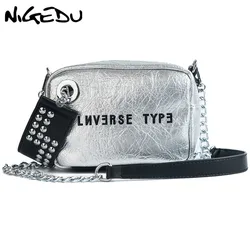 NIGEDU Luxury mini flap bag women chains Crossbody bag Fashion Designer rivet girls Handbag female Shoulder bag Clutch wallet