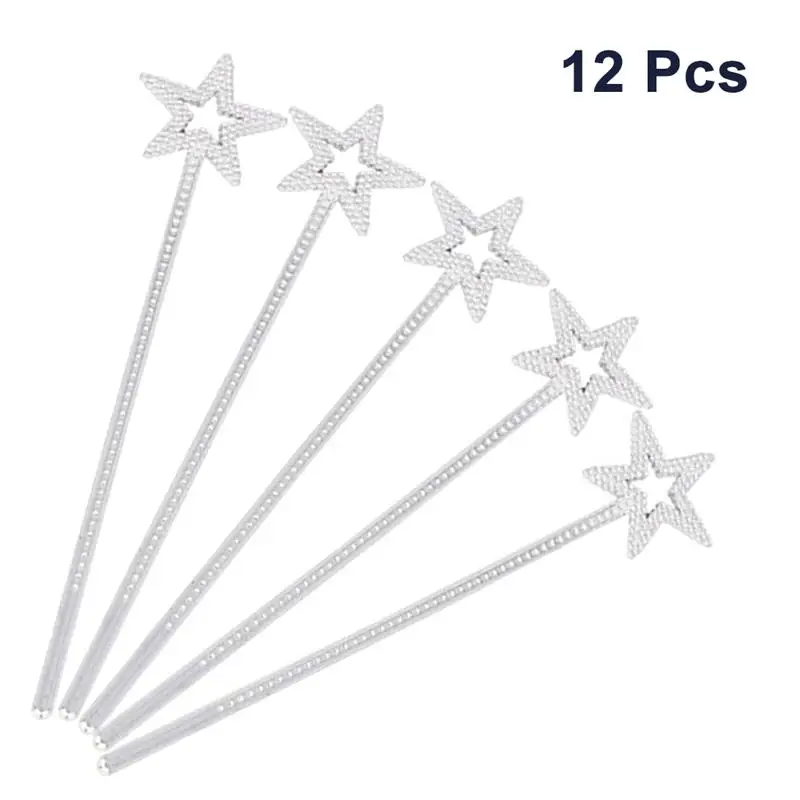 12pcs Party Decor Star Sticks For Girls Costume Props Star Angel Fairy Star Fairy Stick Girl Toys Fairy Prop Stick ﻿