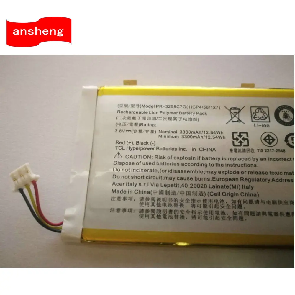 Original 3.8V 3380mAh PR-3258C7G Battery For Acer Tablet PR-3258C7G Acer Iconia Talk S A1-734