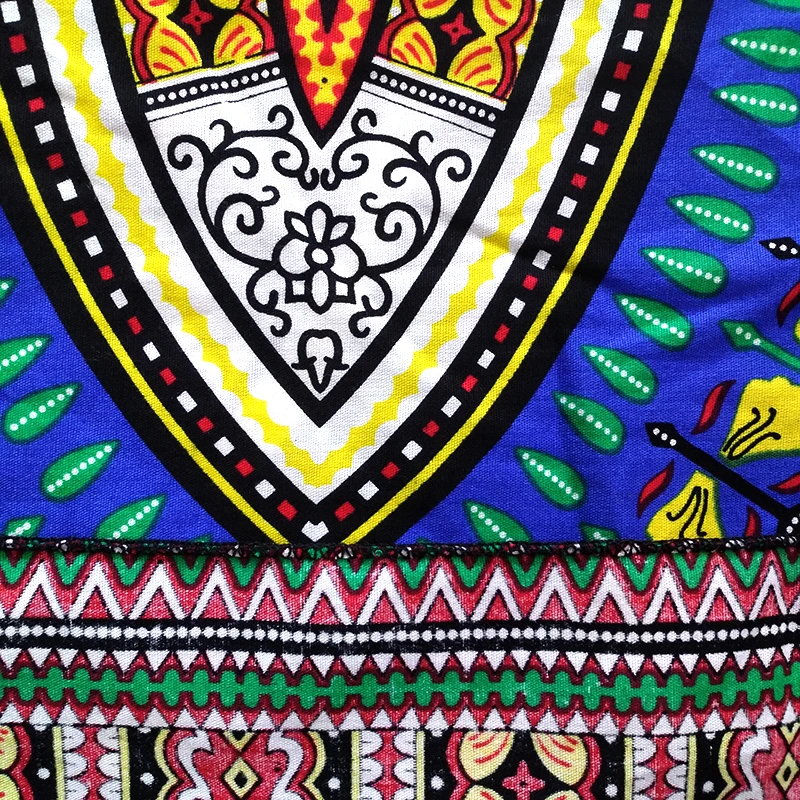 Dashikiage moda autunno Dashiki modello stampato blu 100% cotone manica corta abiti africani per le donne