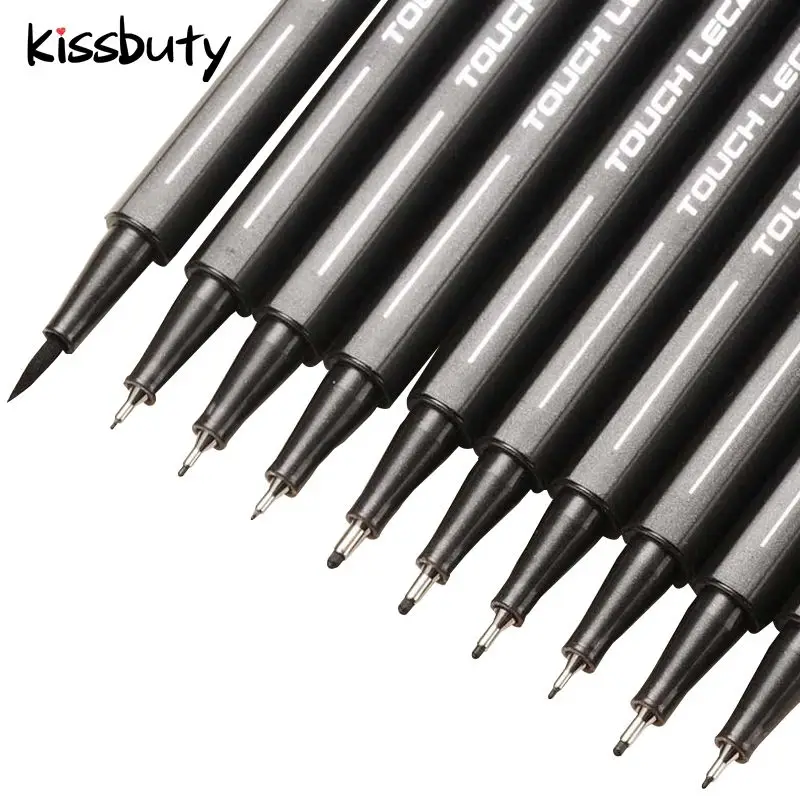 

10Pcs/set Pigment Liner Micron Ink Marker Pen Based Brush Markers Different Tip Black Fineliner Sketching Drawing Pens Stationer