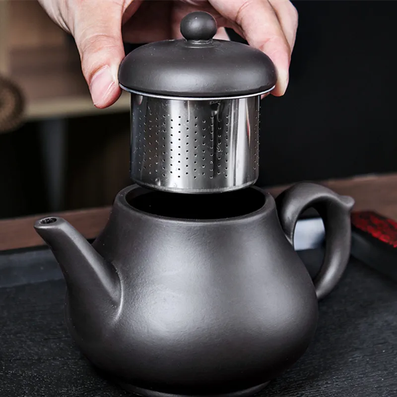 

Yixing-Purple Clay Teapot, Large Capacity Teapot, Single Pot with Built-in Stainless Steel Filter, Household Kungfu Tea Set