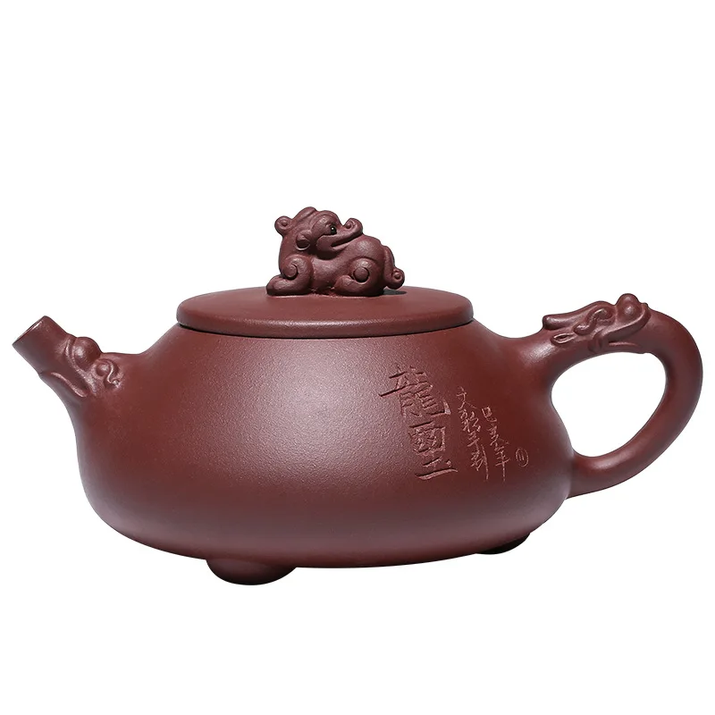 

Yixing Original Mine Purple Clay Teapot Longxi Stone Scoop Pot, Famous Pure Hand-made Drinkware