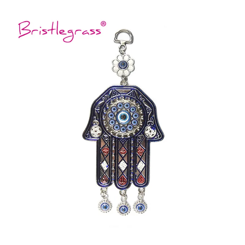 BRISTLEGRASS Turkish Blue Evil Eye Hamsa Hand Amulets Lucky Charms Wall Hanging Pendants Pendulum Blessing Protection Home Decor