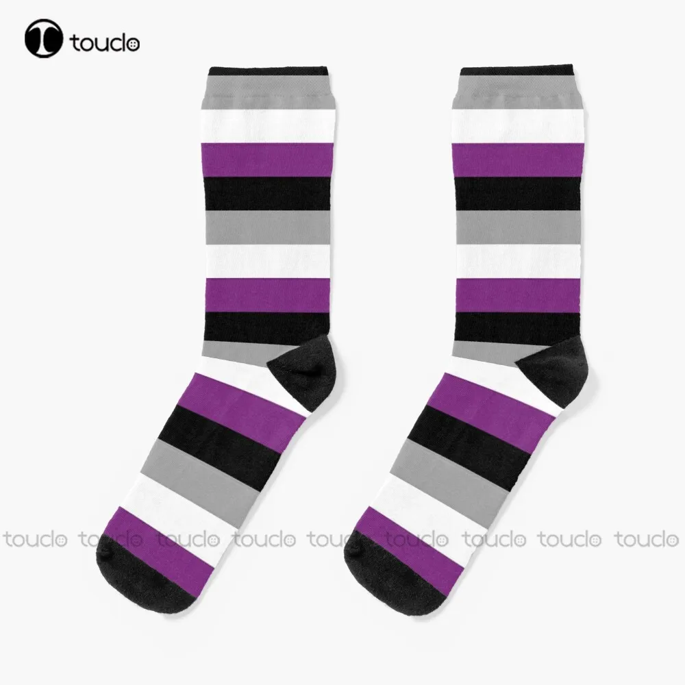 

Asexual Pride Flag Socks Womens Soccer Socks Personalized Custom Unisex Adult Teen Youth Socks 360° Digital Print Funny Sock