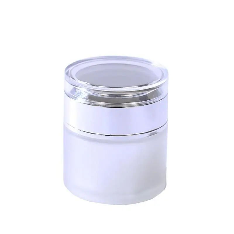 Bocaux Cosmétiques Ronds HI en Verre Givré, Bouteille de Crème pour les Mains et le Visage, avec Capuchon en Acrylique, Doublure PP, LX8690, 20/30/50g