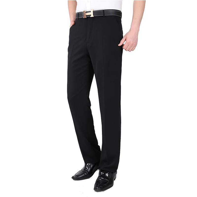 Pantalones de vestir de seda para hombre, pantalón Formal de oficina o reunión Social, traje de negocios para primavera y boda, color negro, talla