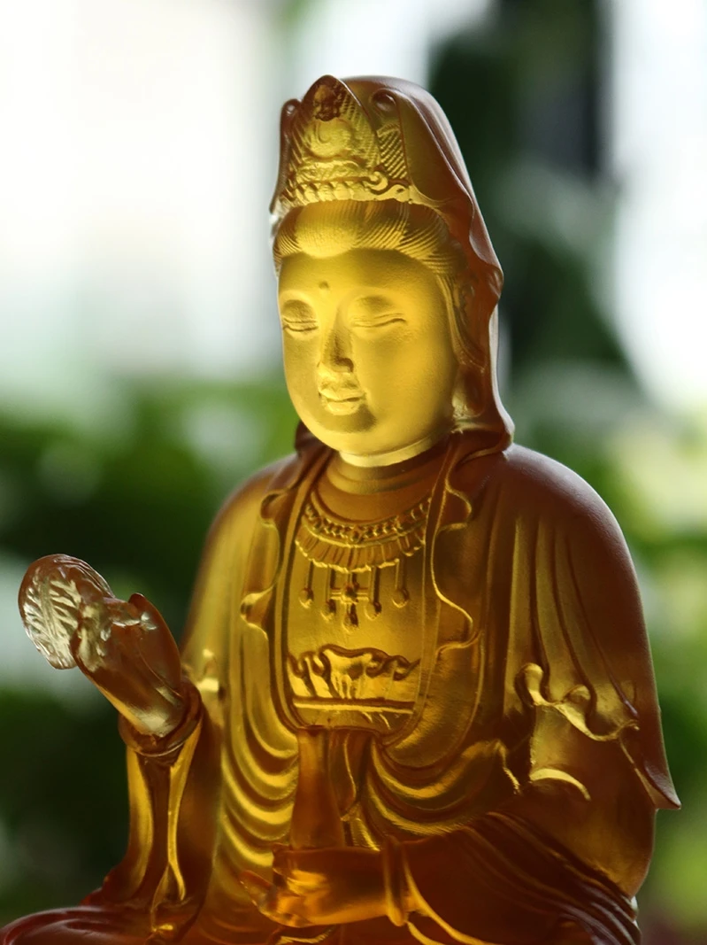 Ancient methods glass, namo Guanyin Bodhisattva Buddha, handicrafts, ornaments, home furnishings, worship supplies, 11.5cm high