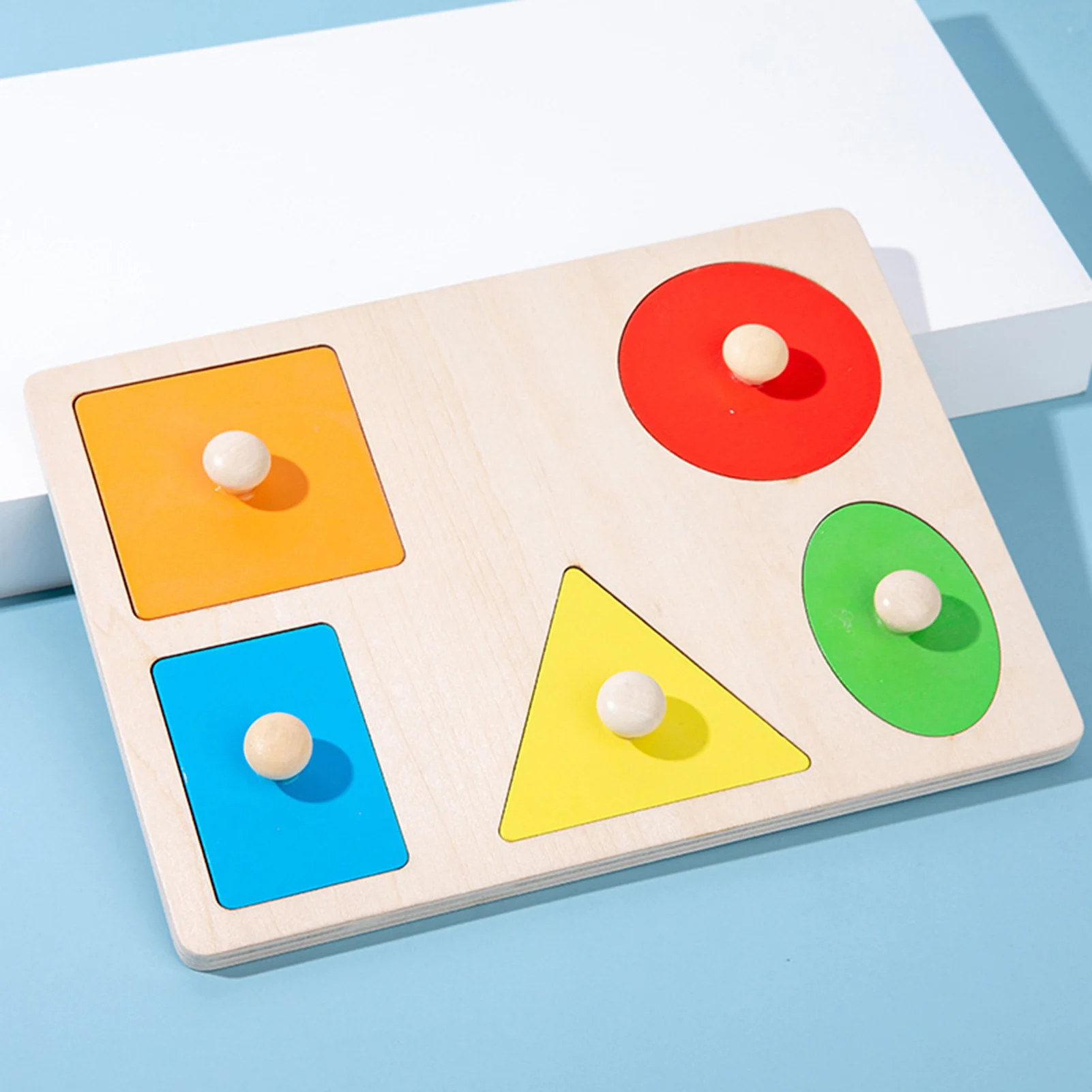 Placa De Agarrar De Madeira Geometria Colorida Materiais Montessori Pegged Grab Shape, Classificando Brinquedos para o Bebê, Brinquedo Educacional Para Casa