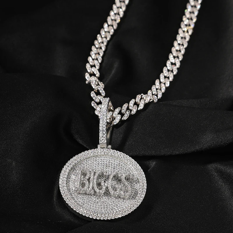 THE BLING KING Custom Name Spinning Pendant Rapper Style Men's Necklace Micro Paved CZ Any Letters Numbers Color Hiphop Jewelry