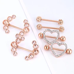 2pcs Sexy Nipple Jewelry High Quality Bear Heart Zircon Nipple Piercing Nombril Stainless Shield Bar Barbell for Women Jewelry