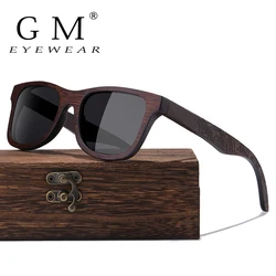 GM Handmade Natural Brown Wooden Sunglasses Women Men Brand Design Vintage Fashion Glasses Polarized Lens paper box  1610BN