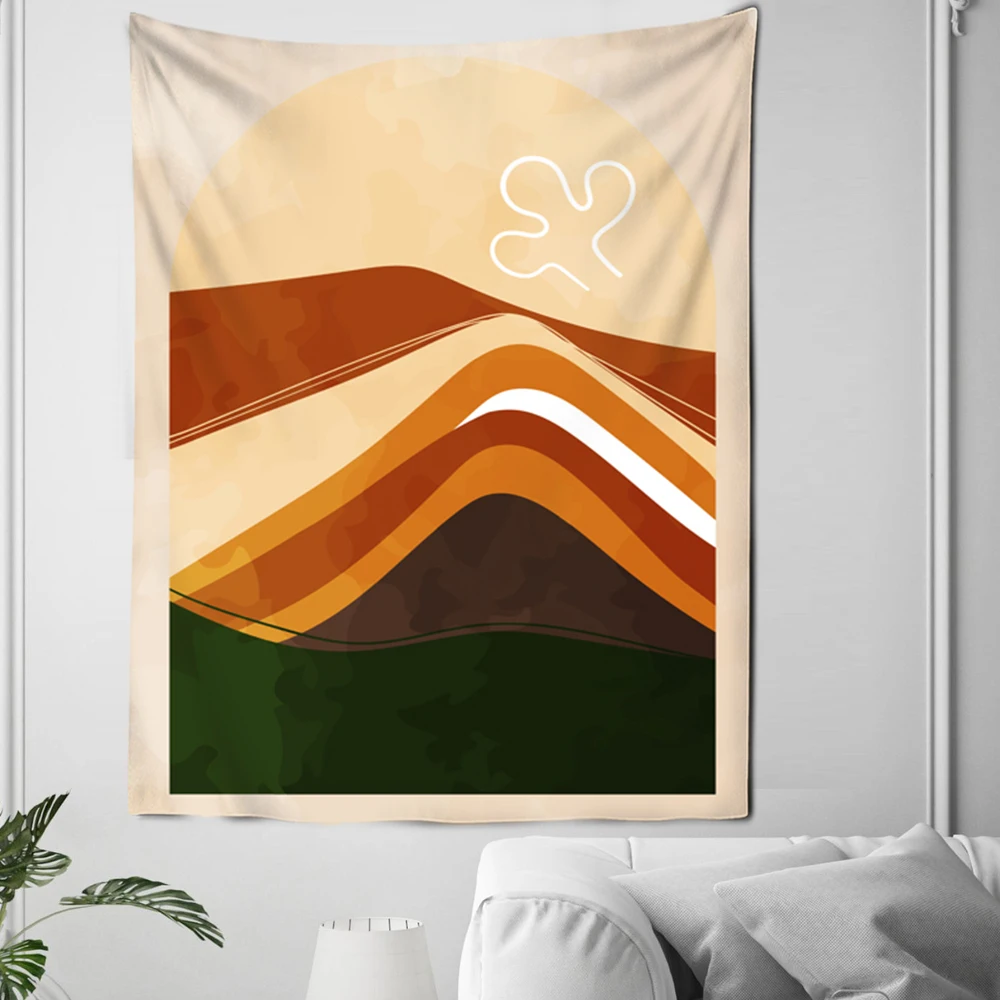 Scenery Wall Hanging Psychedelic Tapestry Camping Sunrise Oil Painting Pattern Sunset Boho Tapestry Yoga Pad Sleeping Decor