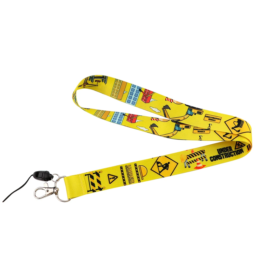 PC3505 Under Construction Painting Art Key Chain Lanyard Neck Strap For Phone Keys ID Card Creative Lanyard For Builders Workers