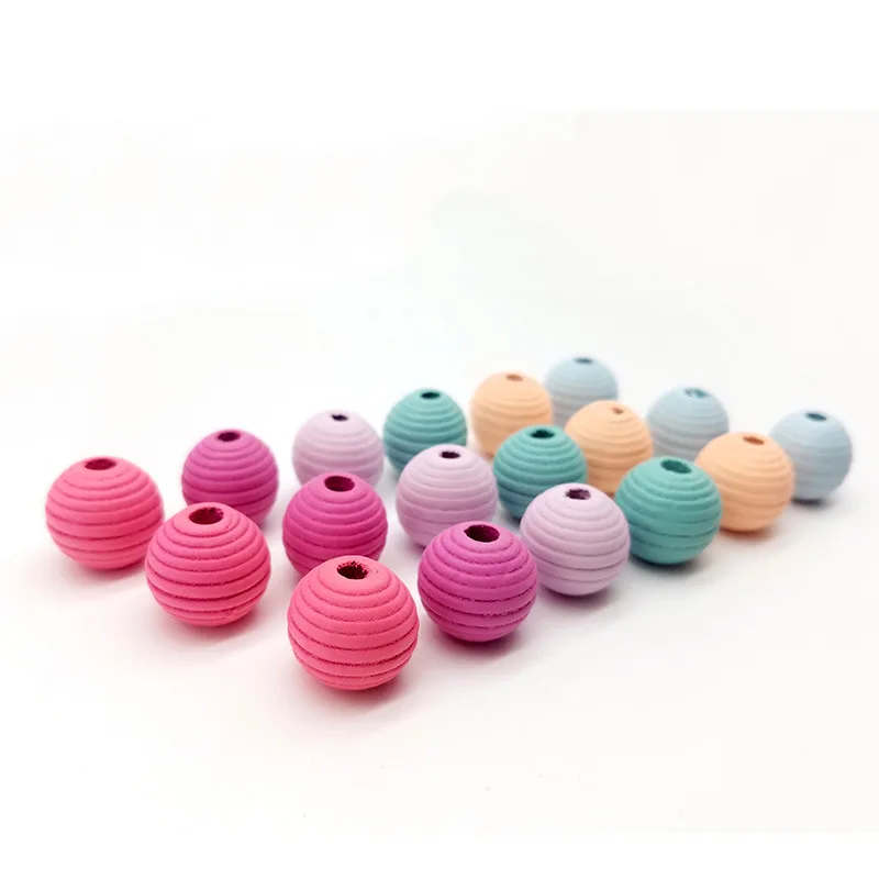 JunKang 10pcs 20mm mixed batch Thread candy color wooden beads jewelry making DIY handmade bracelet necklace materials Wholesale