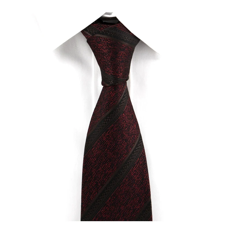 Maroon Striped Ties for Men 8 CM Wide Dresses Necktie High Quality Fashion Formal Work Cravat Male Gift With Box