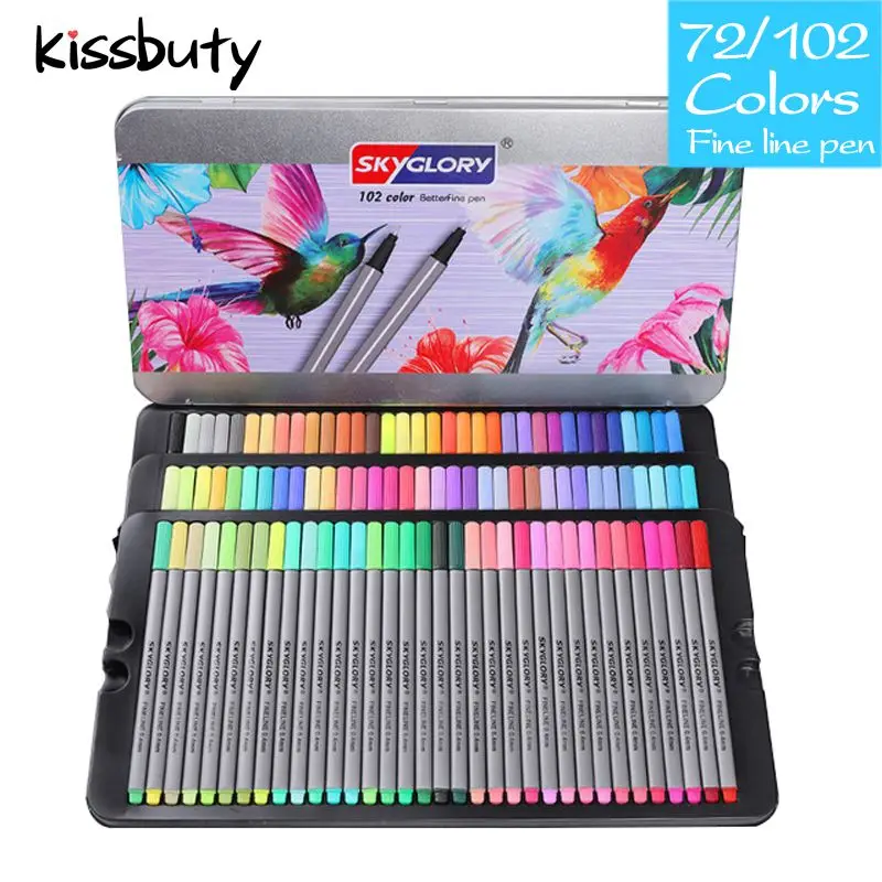 20/24/48/72/102 Colors 0.4mm Fine Line Pen Sketch Fineliner Art Marker Hook Line Painting Color Pen Design Comics Art Stationery