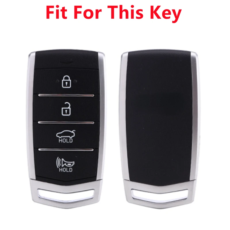 FLYBETTER Genuine Leather 4Button Smart Key Case Cover For Hyundai Genesis/G70/G80/G90/EQ900  L699