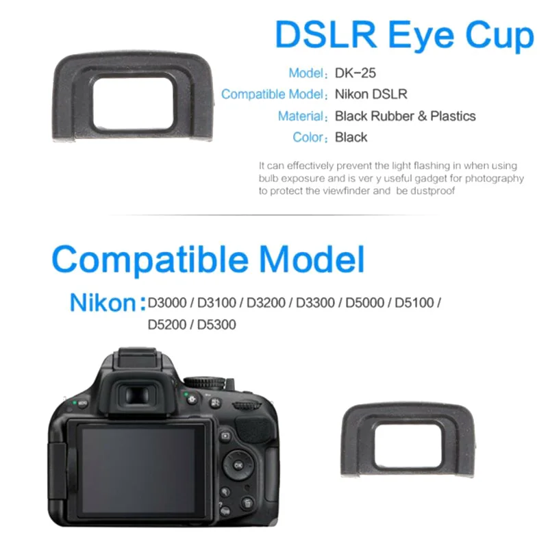 2pcs Viewfinder Eyepiece Eyecup Protective Cover For Nikon DSLR D300 / D3100 / D3200 / D3300 / D5000 / D5100 / D5200 / D5300