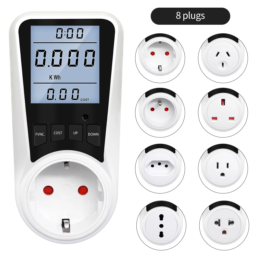 Digital Wattmeter AC Energy Socket Power Meter Electricity Usage Monitor Socket Kilowatt Wattage Voltage Meter with Backlight