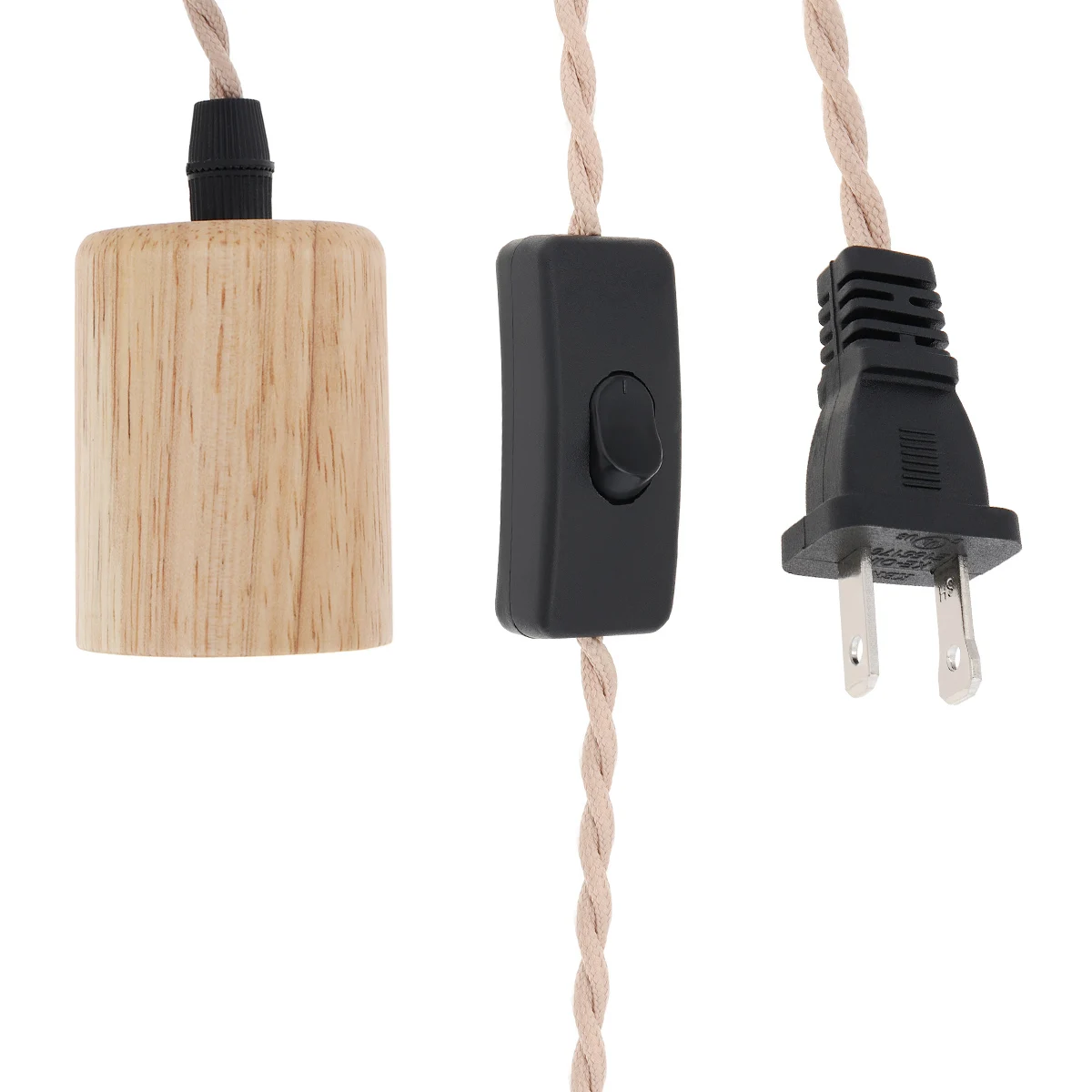 Vintage Industrial Pendurado Tomada de Luz com Fio Interruptor, Madeira Kit Luz Pingente, Madeira Pendant Lamp Holder, E27, 27, UE, EUA Plug