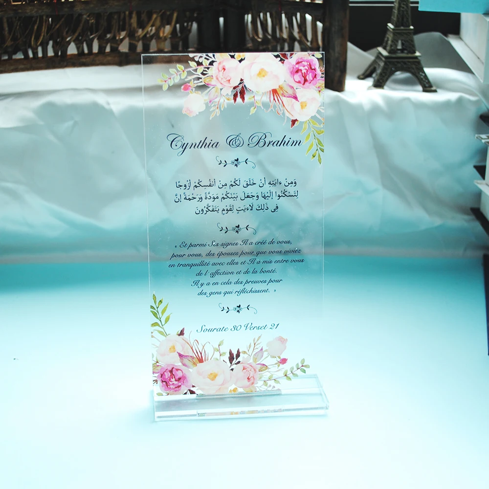 

New Menu Card Wedding Table Decoration Invitation Card With Stand Holder Hot Sell Acrylic Clear Wedding Invitations