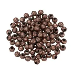 100pcs Iron Metal Spacer Beads Pumpkin Stripe Pattern Plated Bead Bracelet Jewelry Making Accessories