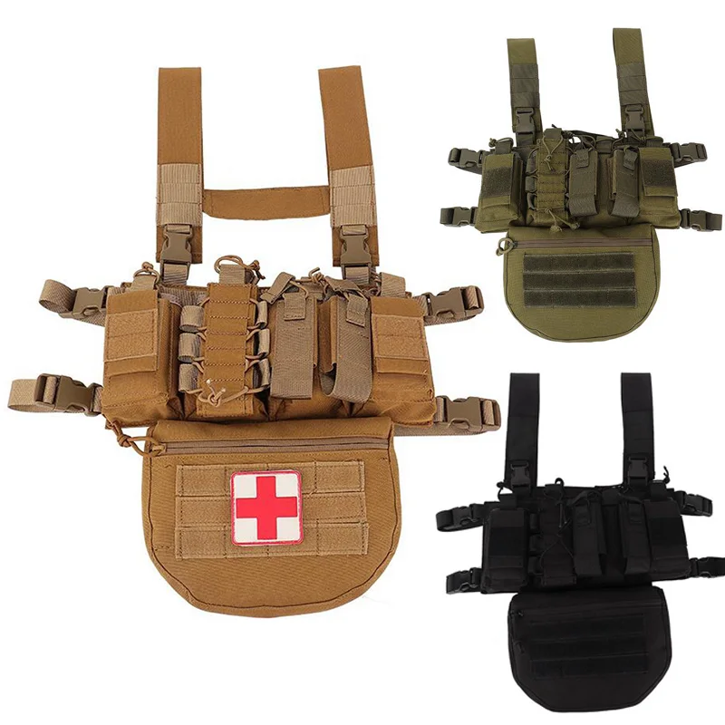 Military Tactical Vest Chest Rig Airsoft Paintball Carrier Strike Magazine Pouch Holster Molle System Waist Heavy Duty vest