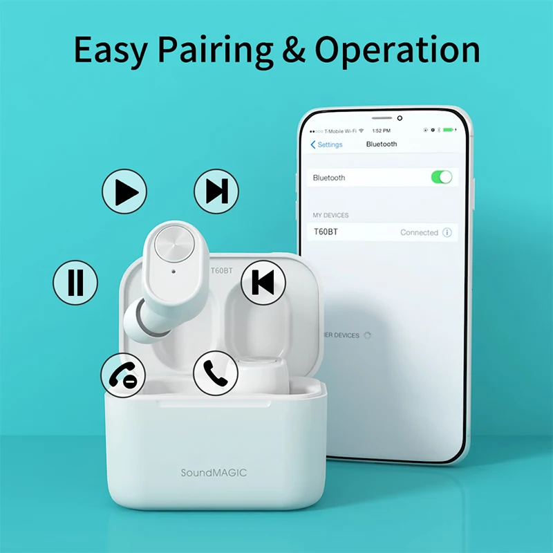 Bluetooth-наушники SoundMAGIC T60BT, водонепроницаемые, с микрофоном, IPX6