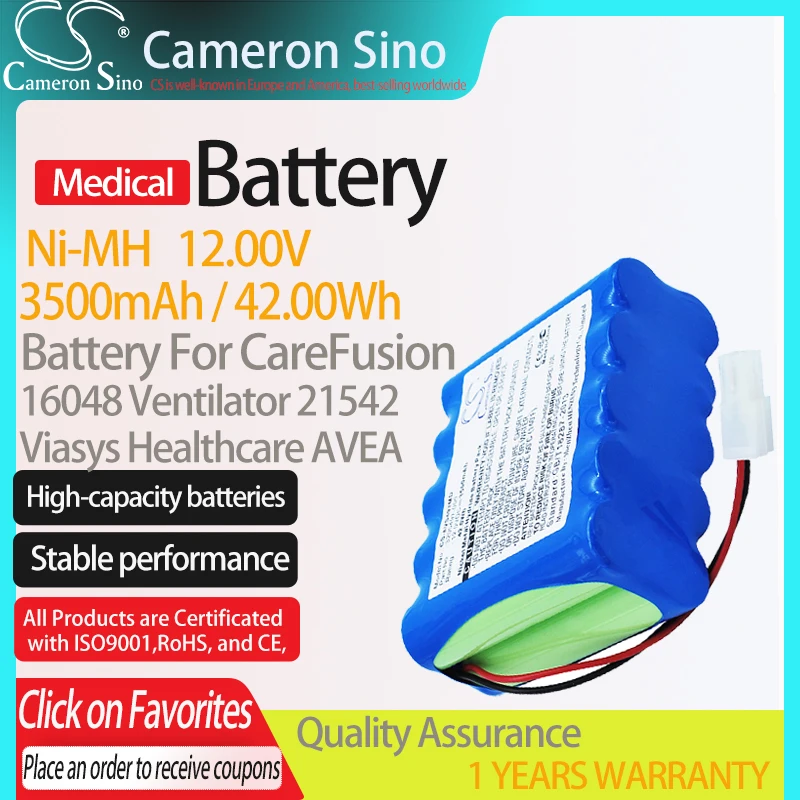 

CameronSino Battery for CareFusion 16048 Ventilator fits Viasys Healthcare 21542 3200497-000 Medical Replacement battery 3500mAh